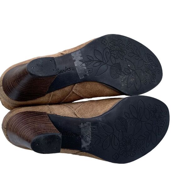 Clarks Indigo Brown Leather Western Pull On Boho Ankle Bootie Women’s Size 6 - Picture 13 of 14